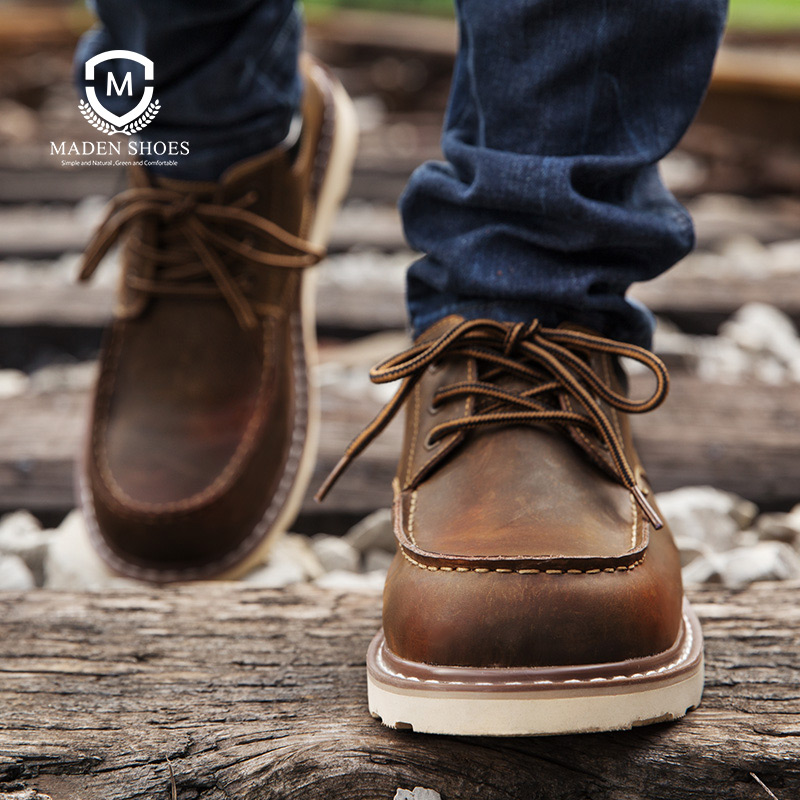 Men Shoes For Office Work - Maden Vintage Herenschoenen Bruin Ronde Teen