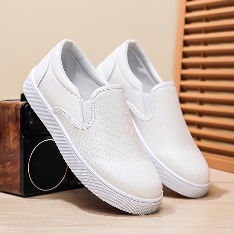 Boat Shoe Leather - Klassieke witte lederen loafers heren flats