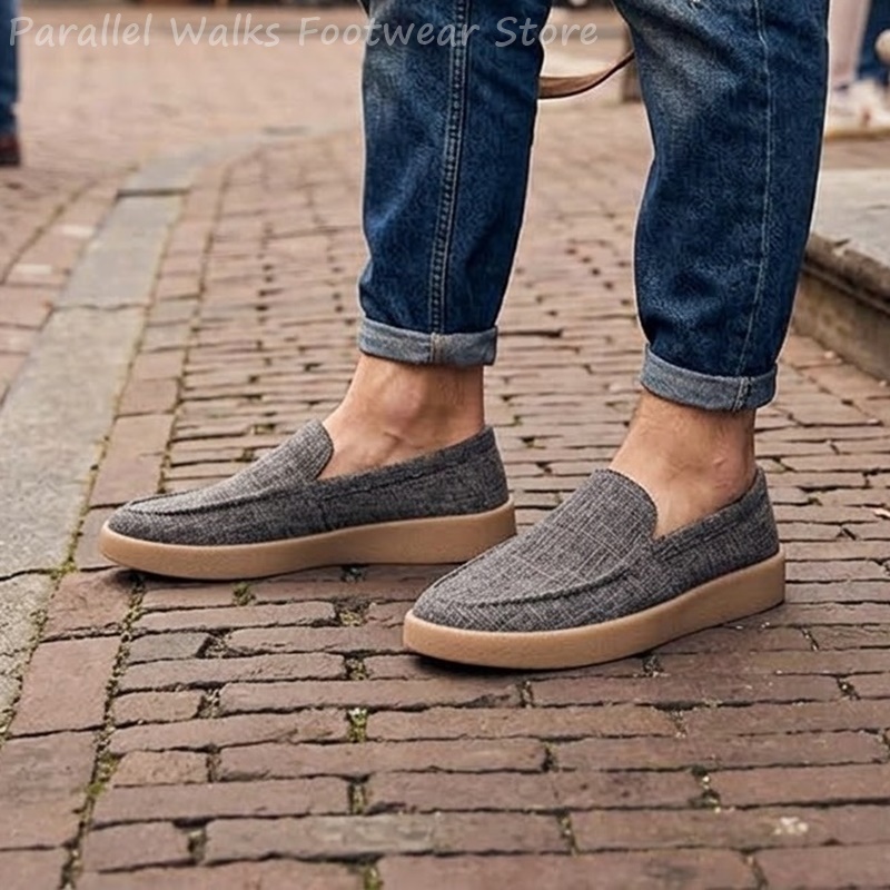 Boat Shoe Leather - Heren canvas instappers, ademende casual dek-