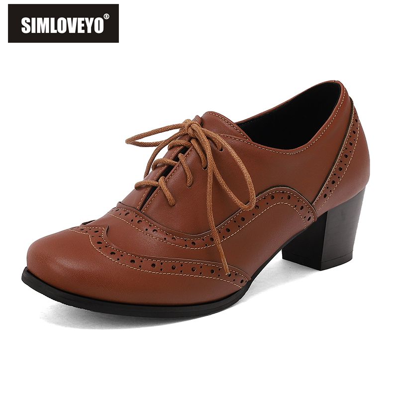 Men'S Shoes Size 42 In Us - SIMLOVEYO Nieuwe Bruine Vrouwen Pompen Ronde